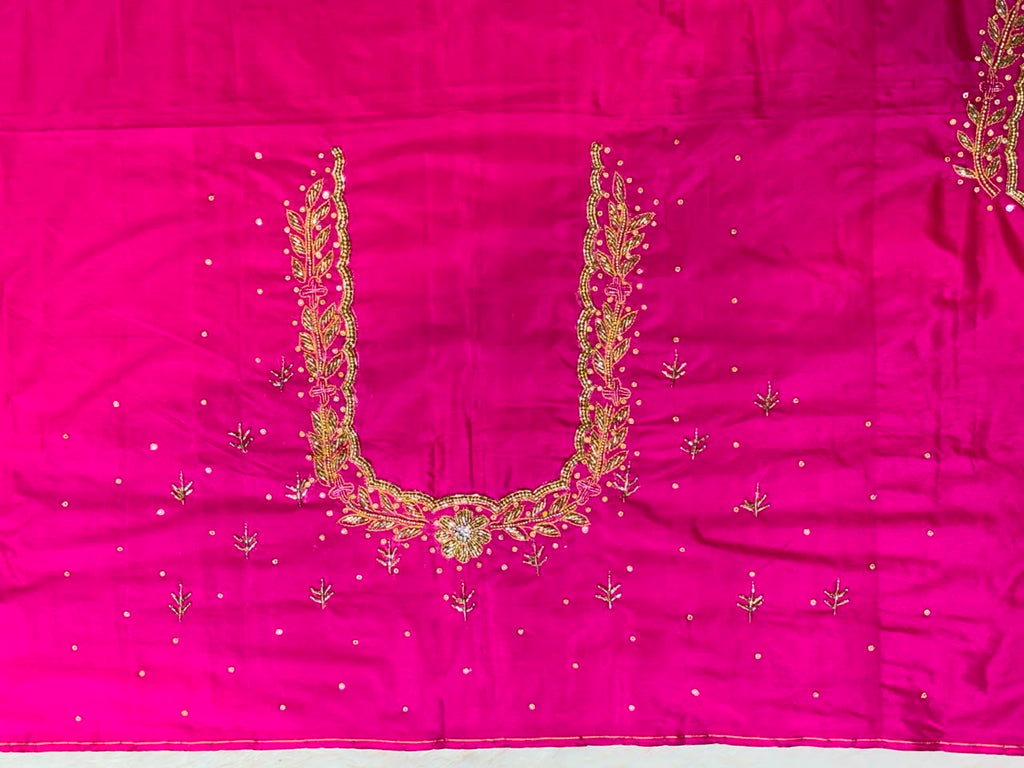 Premium Handcrafted Maggam Work Blouse – Long Tassels & Short Border