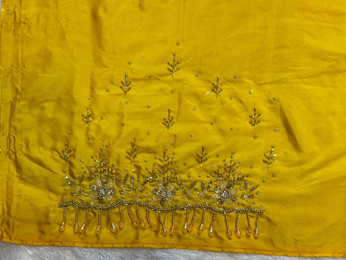 Premium Handcrafted Maggam Work Blouse – Long Tassels & Short Border