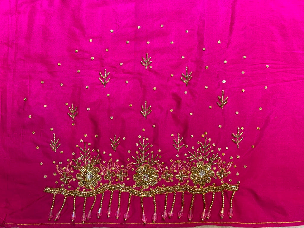 Premium Handcrafted Maggam Work Blouse – Long Tassels & Short Border