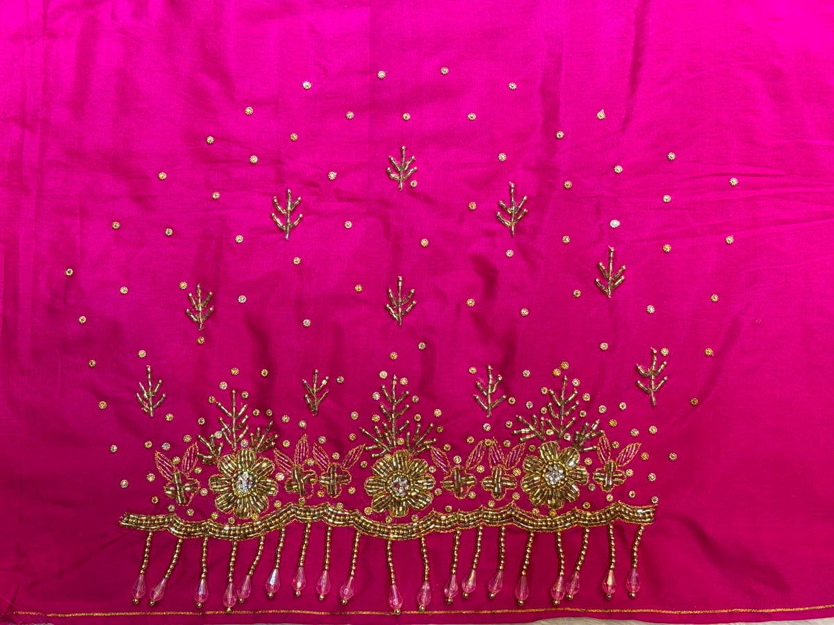 Premium Handcrafted Maggam Work Blouse – Long Tassels & Short Border